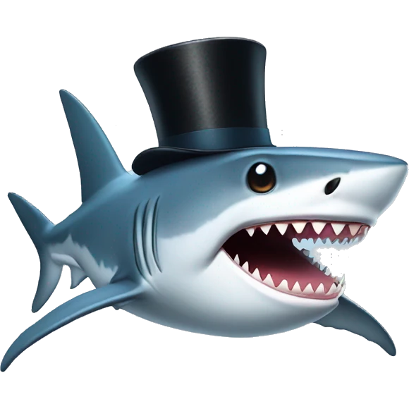 Shark with a top hat emoji