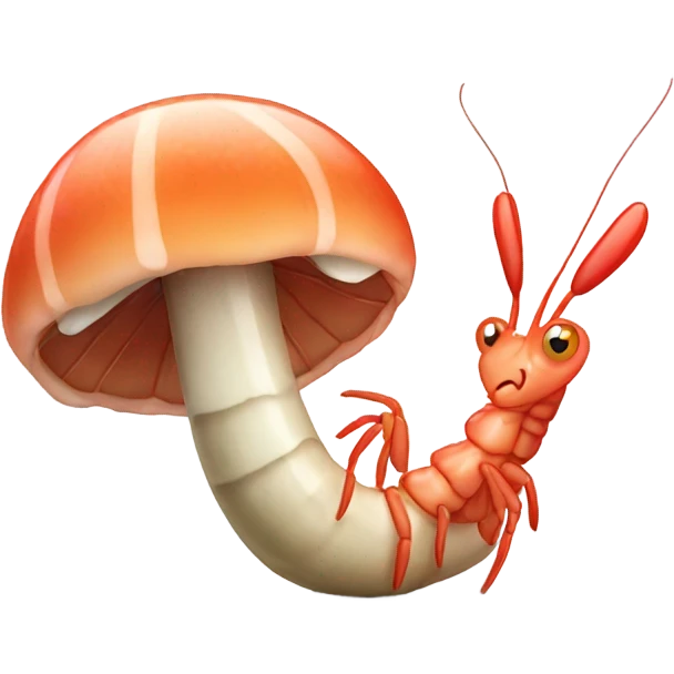 shrimp eating mushroom emoji