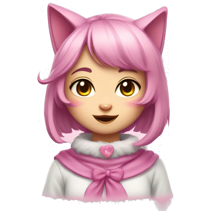 Kawaii anthropomorphic cat girl emoji