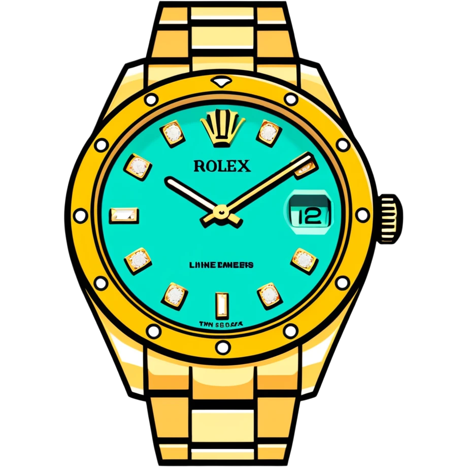 Gold Wath with Diamonds and Rolex Sticker  emoji
