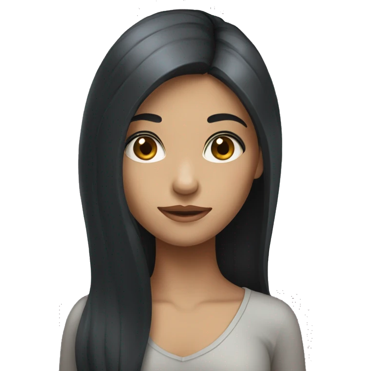 girl with long black hair and gray eyes emoji