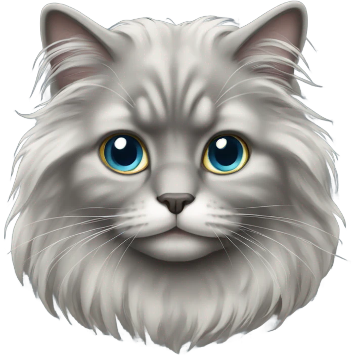 gray longhaired fold cat emoji