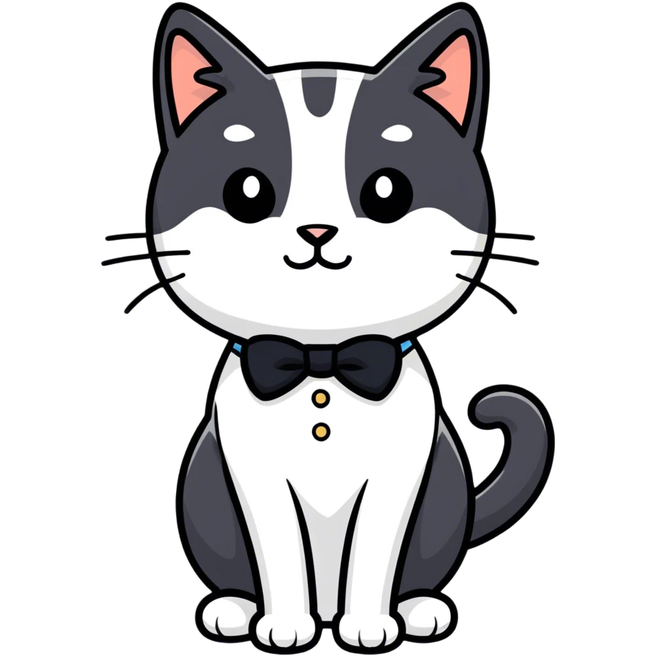 Female tuxedo cat, beautiful emoji