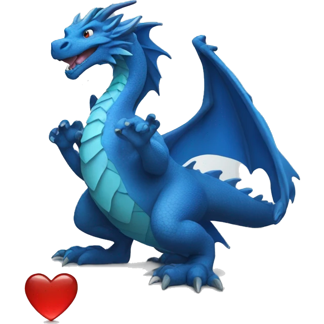 The blue dragon shows a heart with his hands emoji
