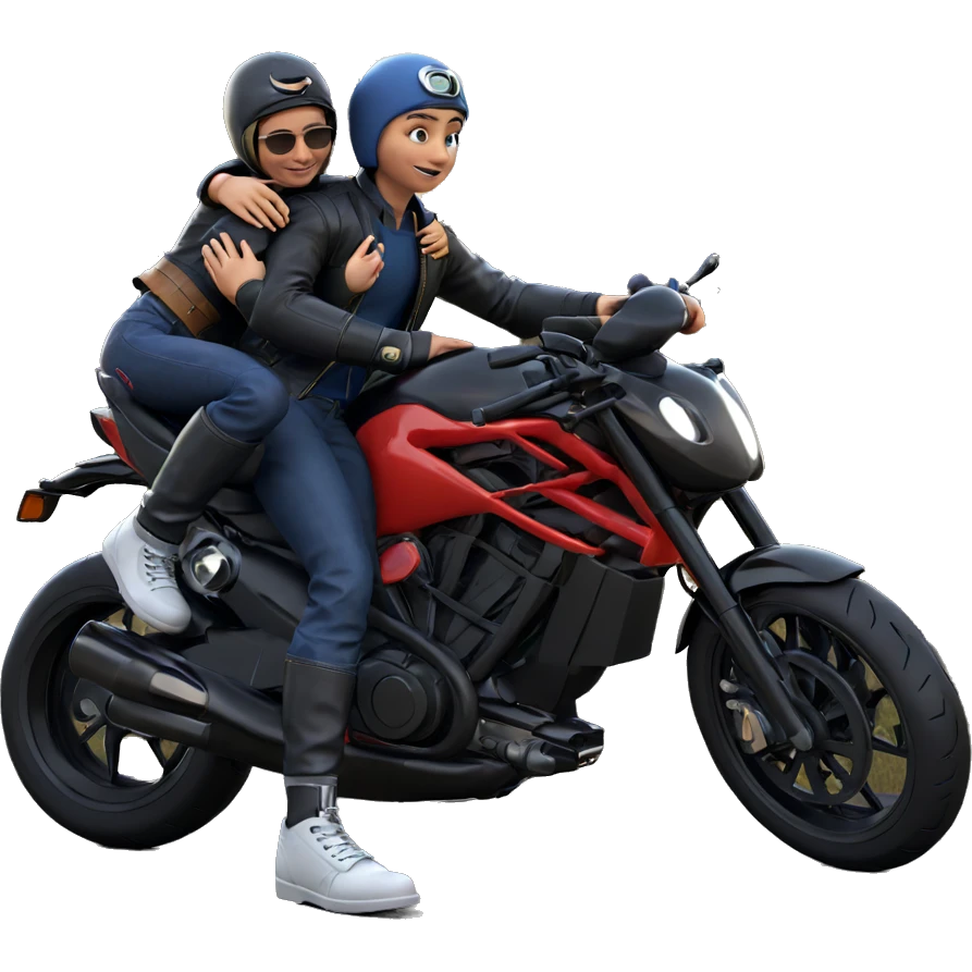 hugging by the motorcycle emoji