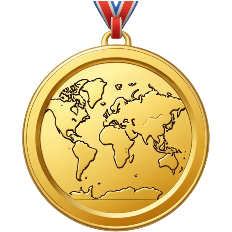 a gold medal with a map engraved on it emoji