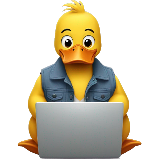 duck watching movie on laptop emoji