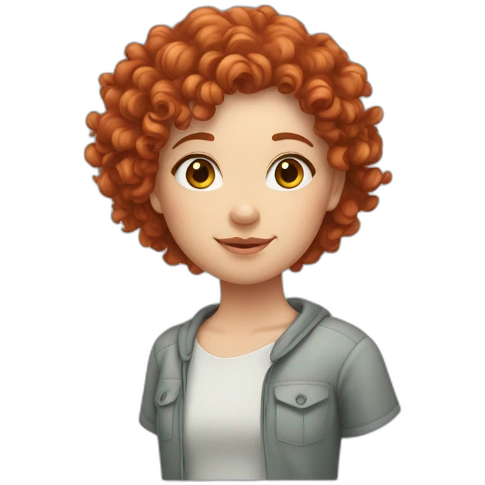 Red curly haired white girl with love emoji
