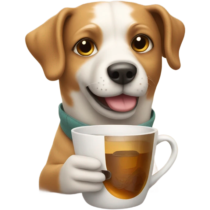 Dog holding a cup of tea  emoji