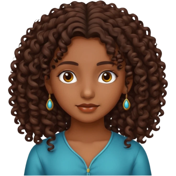 Teen Indian girl gorgeous curly brown hair emoji