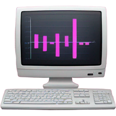 Pink computer with graph emoji