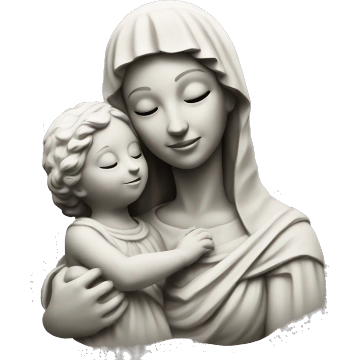 a stone statue of mary and child emoji