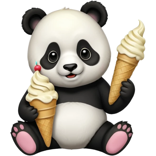 Panda eating ice cream emoji