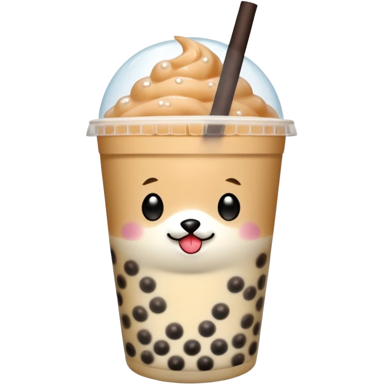 Michi pinguino bebiendo bubble tea emoji