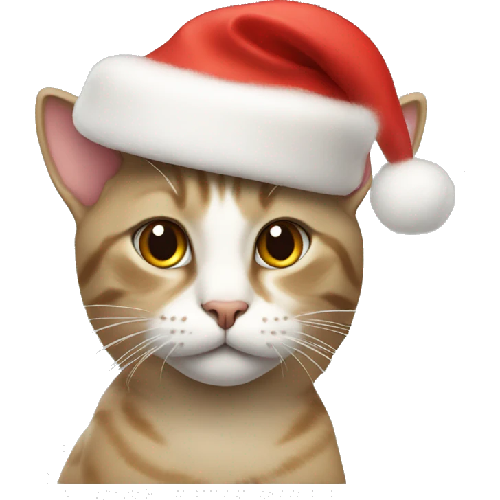 Cat wearing a Christmas hat emoji
