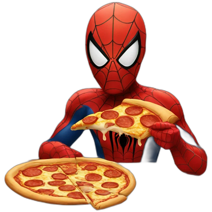 Spiderman eating pizza emoji