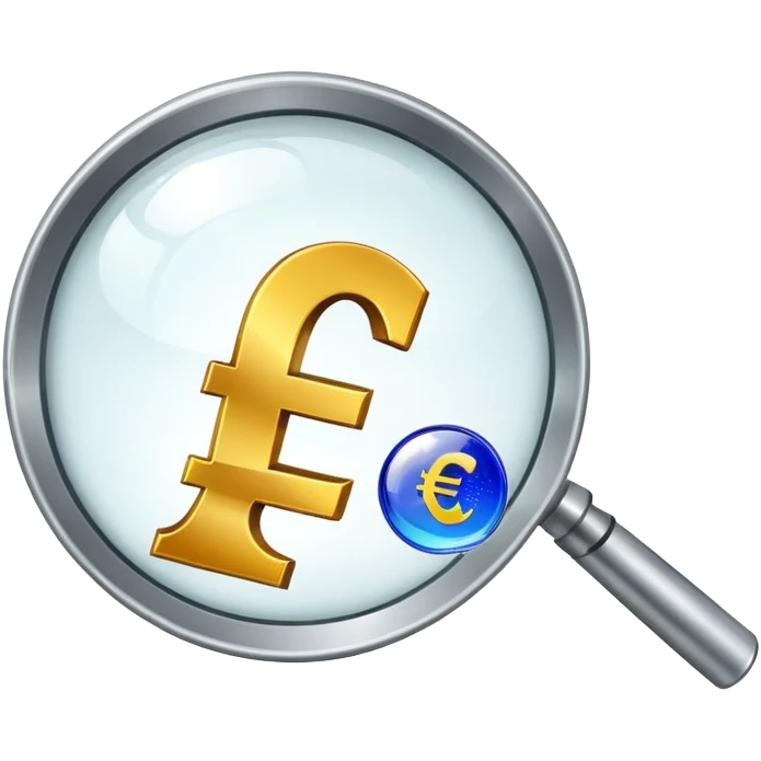 magnifying glass examining euro price chart with € symbol emoji