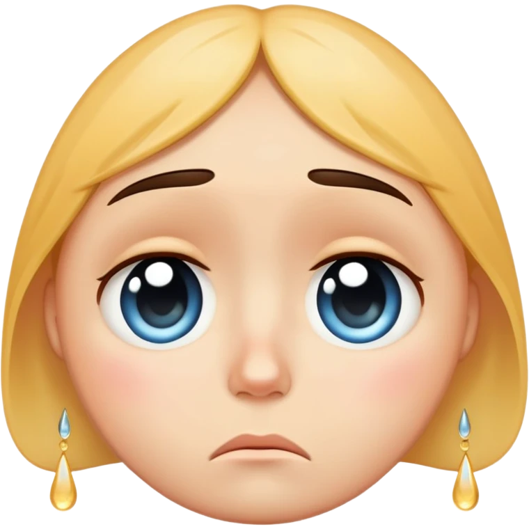 face with big teardrops, sad but cute emoji
