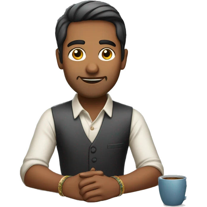 Indian guy sitting at desk  emoji