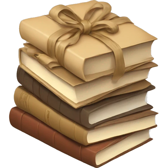 books stacked up and tied together by a beige bow emoji