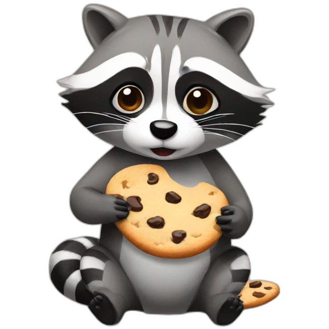 Raccoon eating cookie emoji