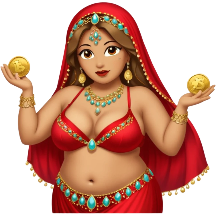 naked bellydancer with very fat massive breasts, giant cleavage emoji