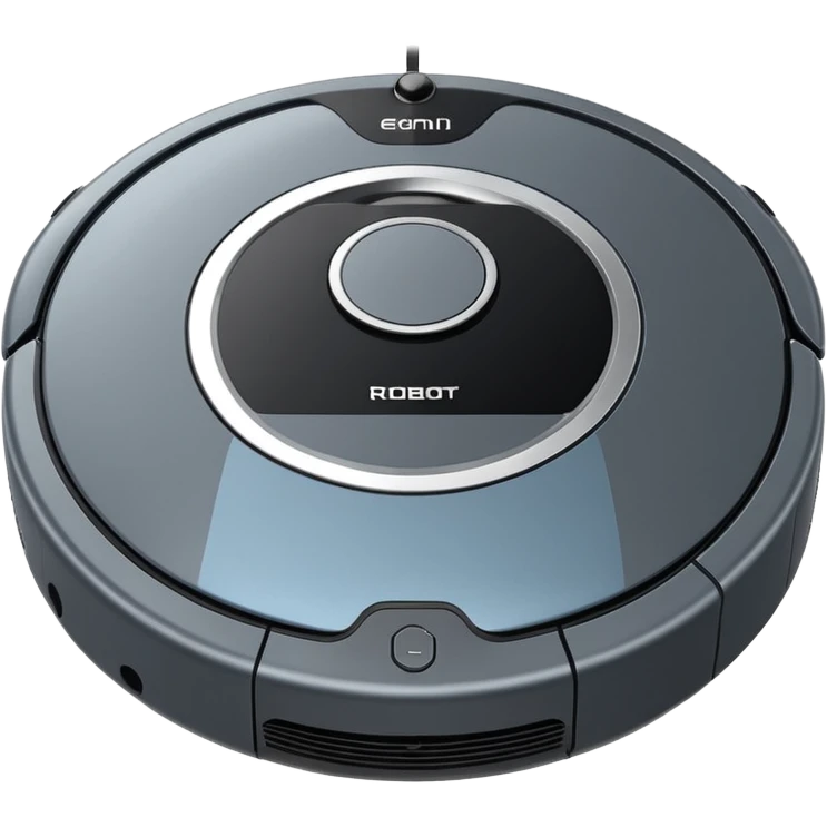 robot vacuum cleaner, simple, round, metallic, minimal details emoji