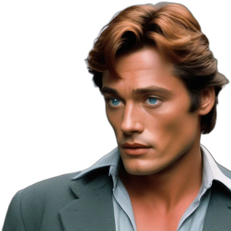 Alain Delon young bouncer blue eyes short red hair emoji