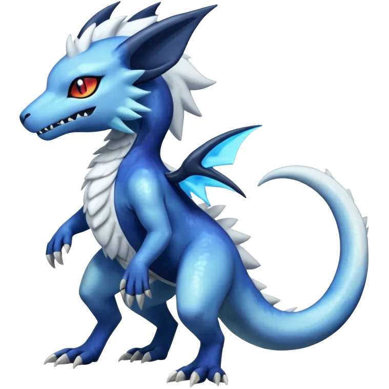 White glossy soft silky furry iridescent Salandit-Zeraora-Absol-Shinx-fusion-hybrid, full body emoji