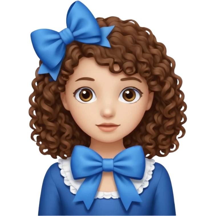 girl with curly hair blue bow emoji