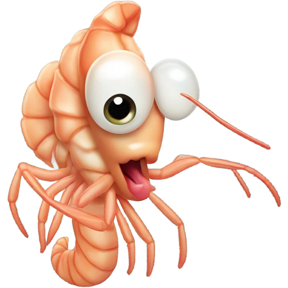 shrimp with crazy face and his tongue out emoji