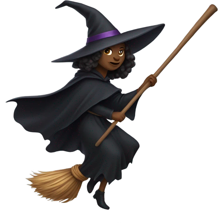 Witch riding broom emoji