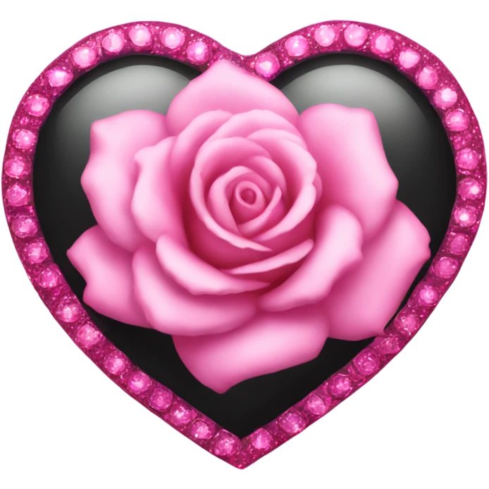 corazón rosa con brillos negros emoji