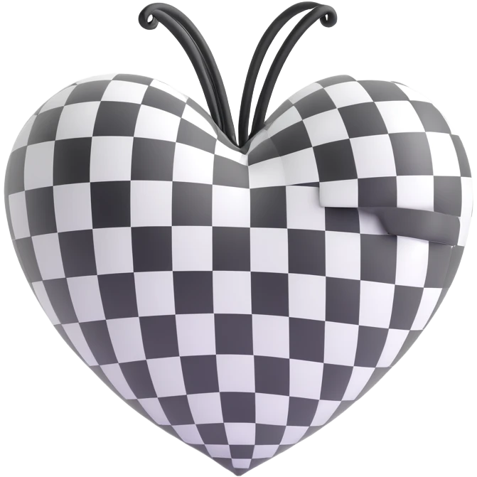black and white checkered heart emoji