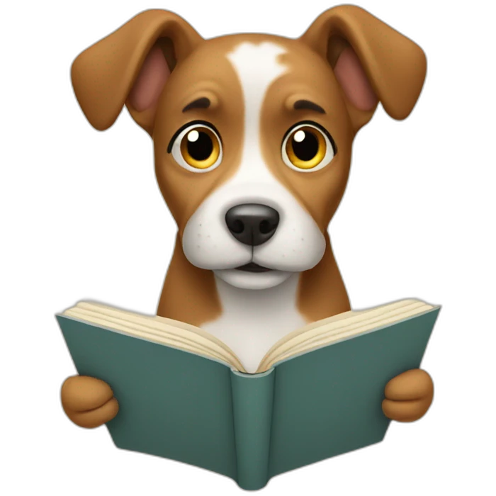 a dog reading emoji