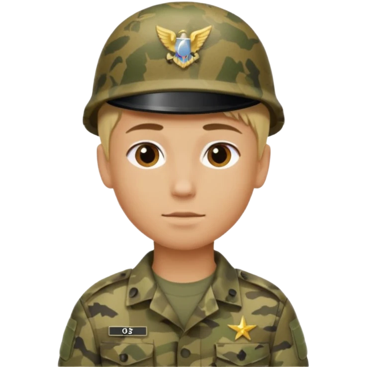 a soldier with short blonde hair in camo male emoji