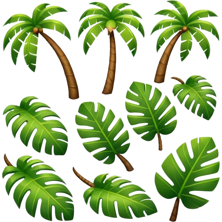 single Palm tree leaf variants for normal emoji emoji