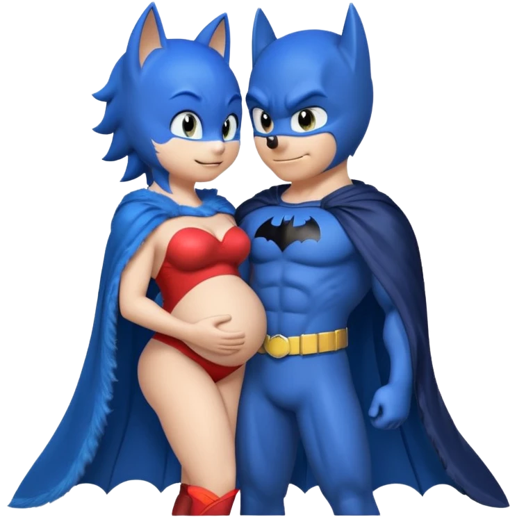Pregnant sonic X kissing Batman emoji
