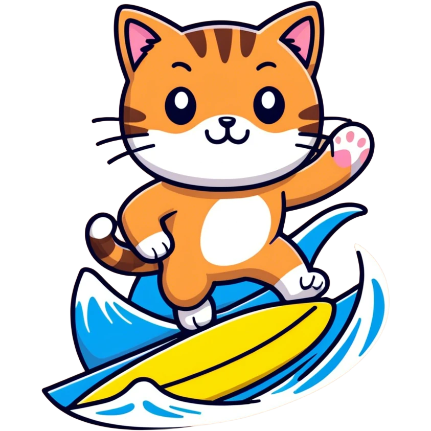 Cat surfing on chocolate milk emoji