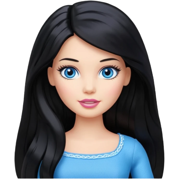 barbie long black hair blue eyes emoji