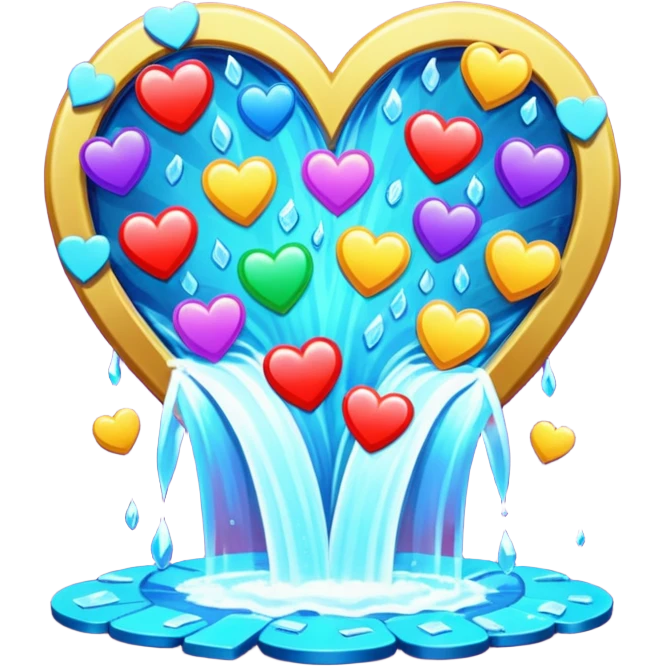 heart shaped - watterfall with casino chips emoji