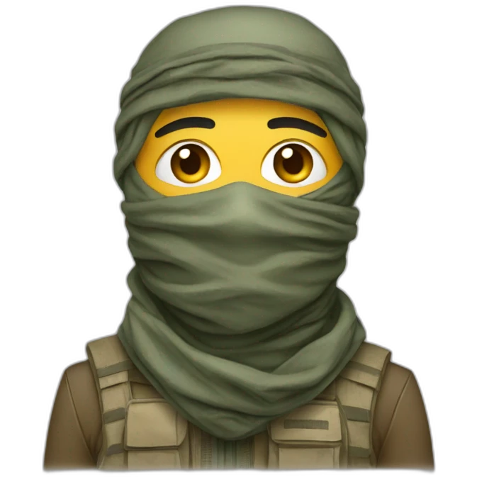 A person masked with shemagh and wearing military clothing  emoji