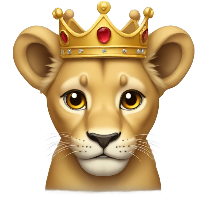 Lion cub with crown on its head emoji