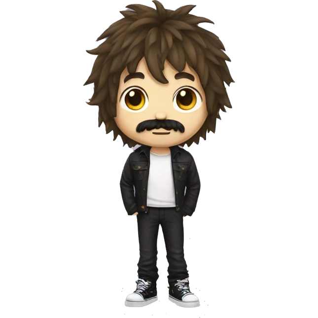 emo boy with shaggy hair and moustache emoji