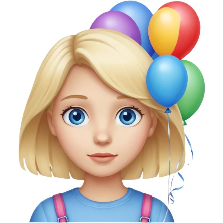 Blonde girl blue eyes with balloons emoji