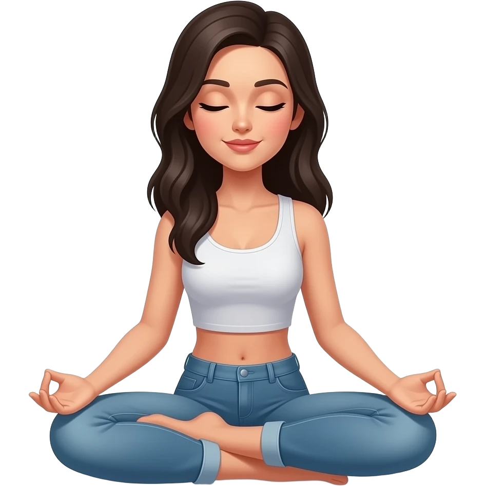 Black hair  female in zen sitting pose emoji
