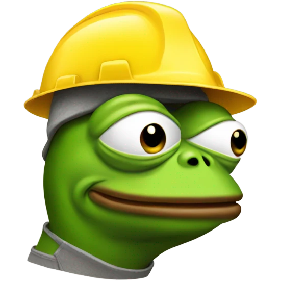 pepe the frog wearing a yello construction helmet emoji