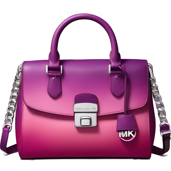 Realistic isolated magenta to purple ombre Michael kors satchel purse without a strap. emoji