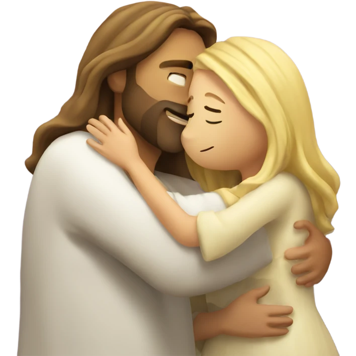 jesus hugging blonde girl  emoji