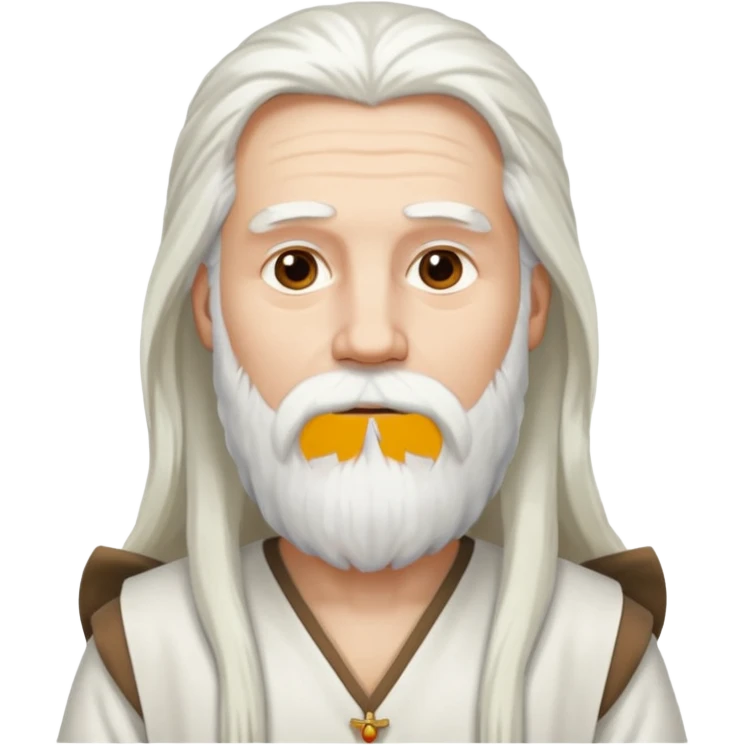 Dios, Hombre cabello largo blanco, barba blanca y tunica blanca emoji